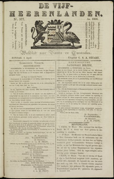 De Vijfheerenlanden, 1 april 1866