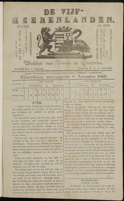 De Vijfheerenlanden, 1 januari 1870