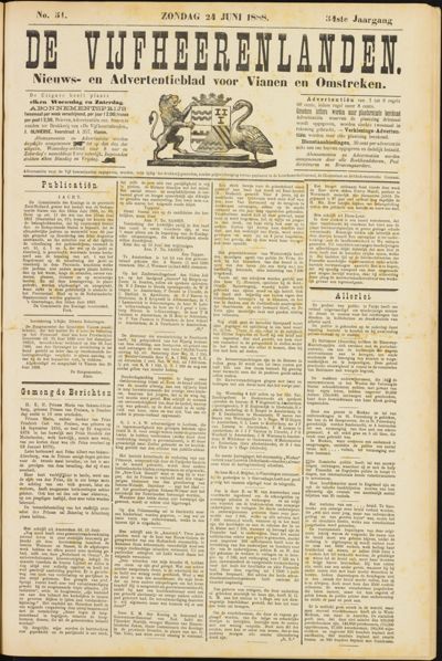 De Vijfheerenlanden, 24 juni 1888