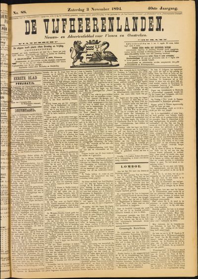 De Vijfheerenlanden, 3 november 1894