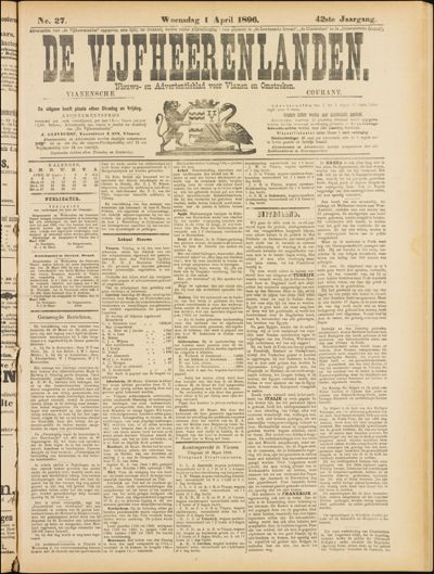 De Vijfheerenlanden, 1 april 1896