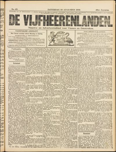 De Vijfheerenlanden, 29 augustus 1903