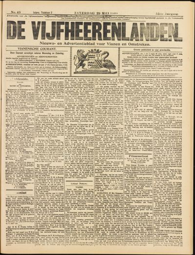 De Vijfheerenlanden, 29 mei 1909