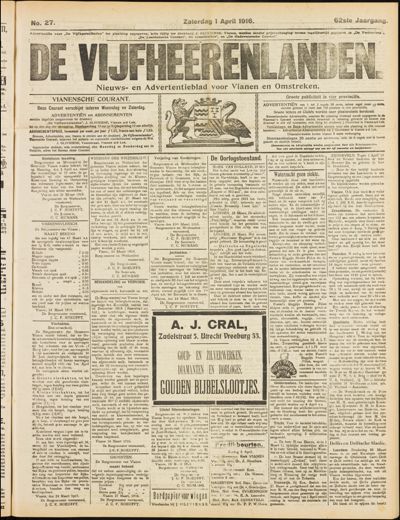 De Vijfheerenlanden, 1 april 1916