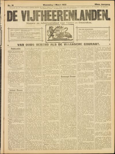 De Vijfheerenlanden, 1 april 1922
