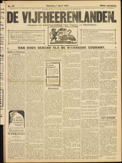 De Vijfheerenlanden, 1 april 1922