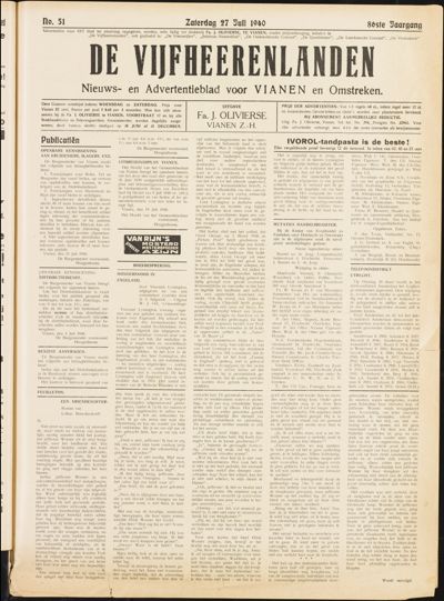 De Vijfheerenlanden, 27 juli 1940