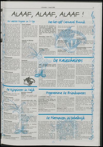 Wijks Nieuws / Bunniks Nieuws, 1 maart 2000 (nr. 9, jrg. 36)
