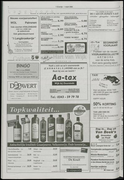 Wijks Nieuws / Bunniks Nieuws, 1 maart 2000 (nr. 9, jrg. 36)