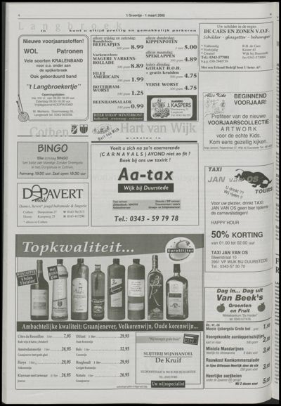 Wijks Nieuws / Bunniks Nieuws, 1 maart 2000 (nr. 9, jrg. 36)