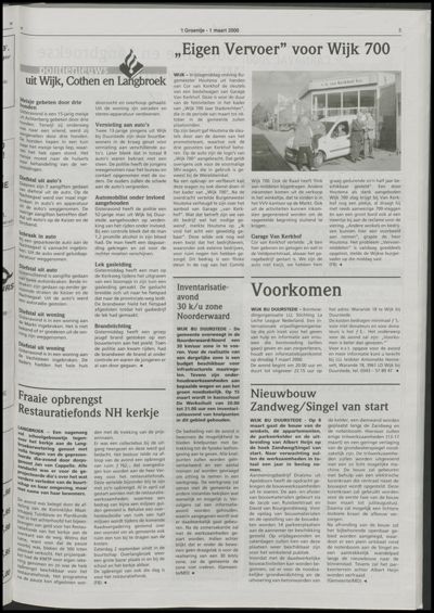 Wijks Nieuws / Bunniks Nieuws, 1 maart 2000 (nr. 9, jrg. 36)