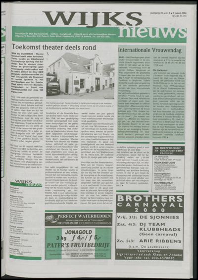 Wijks Nieuws / Bunniks Nieuws, 1 maart 2000 (nr. 9, jrg. 36)
