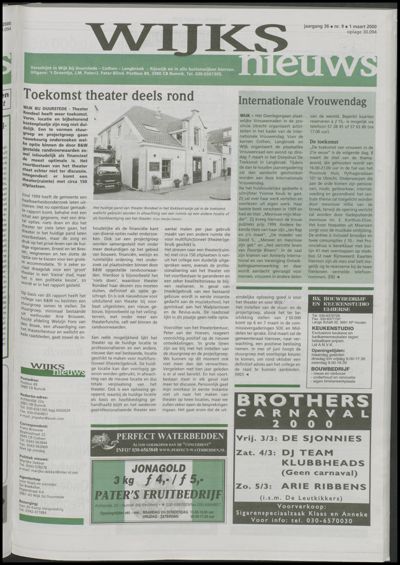 Wijks Nieuws / Bunniks Nieuws, 1 maart 2000 (nr. 9, jrg. 36)