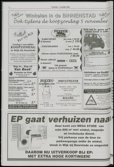 Wijks Nieuws / Bunniks Nieuws, 1 november 2000 (nr. 44, jrg. 36)