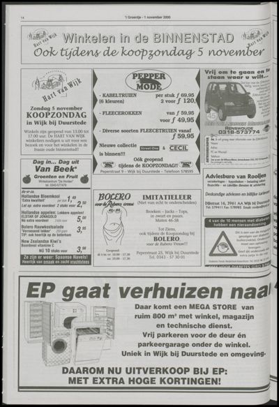 Wijks Nieuws / Bunniks Nieuws, 1 november 2000 (nr. 44, jrg. 36)