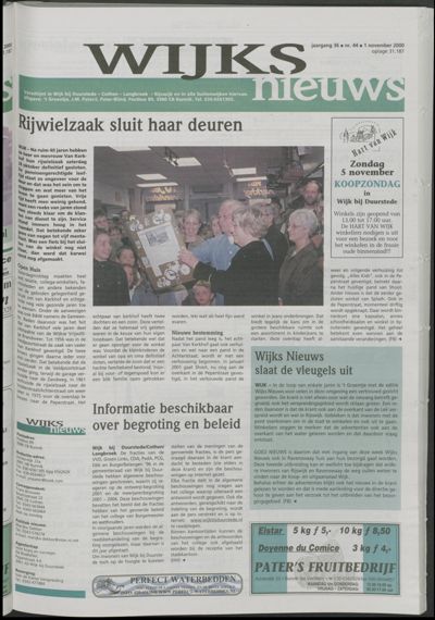 Wijks Nieuws / Bunniks Nieuws, 1 november 2000 (nr. 44, jrg. 36)
