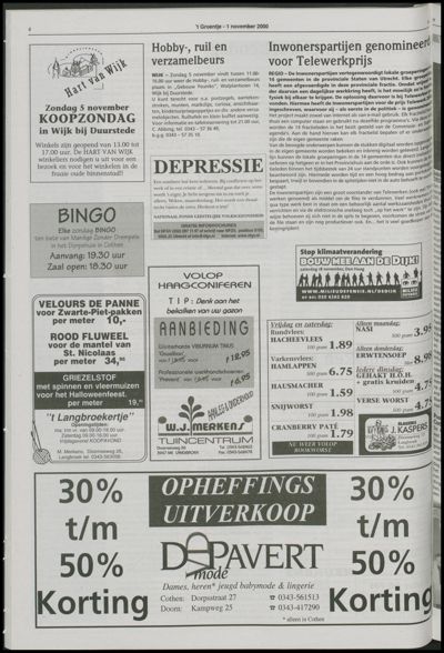 Wijks Nieuws / Bunniks Nieuws, 1 november 2000 (nr. 44, jrg. 36)