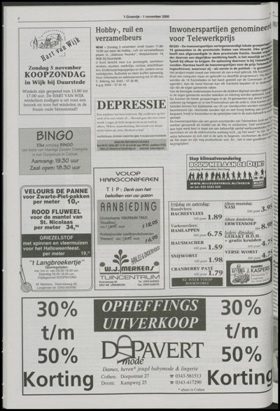 Wijks Nieuws / Bunniks Nieuws, 1 november 2000 (nr. 44, jrg. 36)