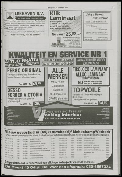 Wijks Nieuws / Bunniks Nieuws, 1 november 2000 (nr. 44, jrg. 36)