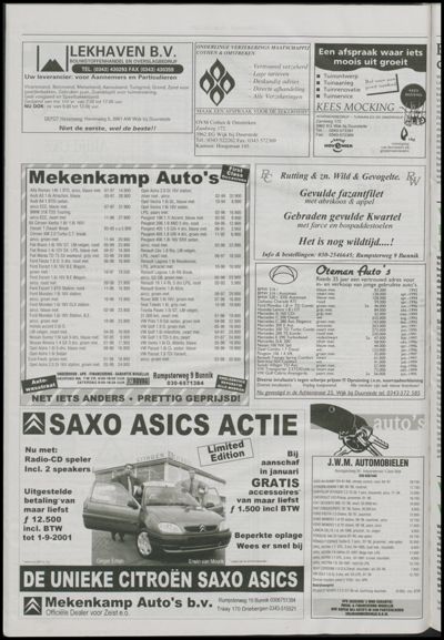 Wijks Nieuws / Bunniks Nieuws, 10 januari 2001 (nr. 2, jrg. 37)