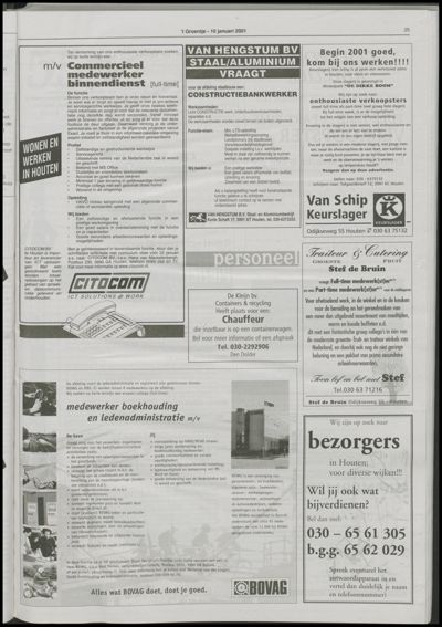 Wijks Nieuws / Bunniks Nieuws, 10 januari 2001 (nr. 2, jrg. 37)