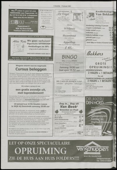 Wijks Nieuws / Bunniks Nieuws, 10 januari 2001 (nr. 2, jrg. 37)