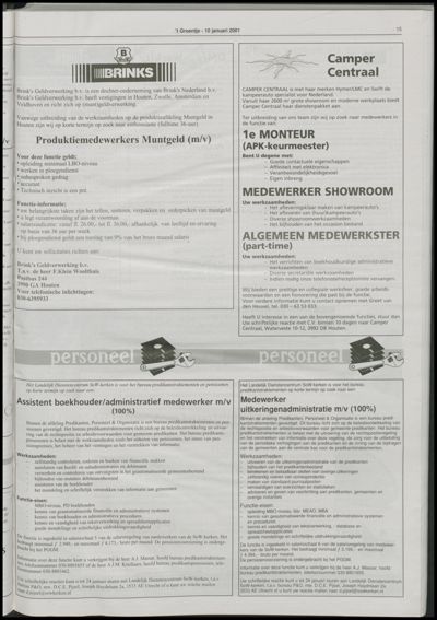 Wijks Nieuws / Bunniks Nieuws, 10 januari 2001 (nr. 2, jrg. 37)