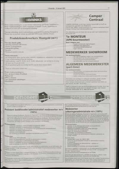 Wijks Nieuws / Bunniks Nieuws, 10 januari 2001 (nr. 2, jrg. 37)