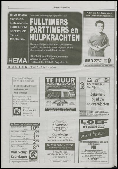 Wijks Nieuws / Bunniks Nieuws, 10 januari 2001 (nr. 2, jrg. 37)