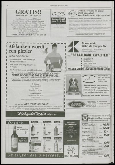 Wijks Nieuws / Bunniks Nieuws, 10 januari 2001 (nr. 2, jrg. 37)