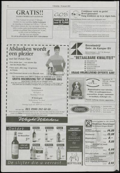 Wijks Nieuws / Bunniks Nieuws, 10 januari 2001 (nr. 2, jrg. 37)