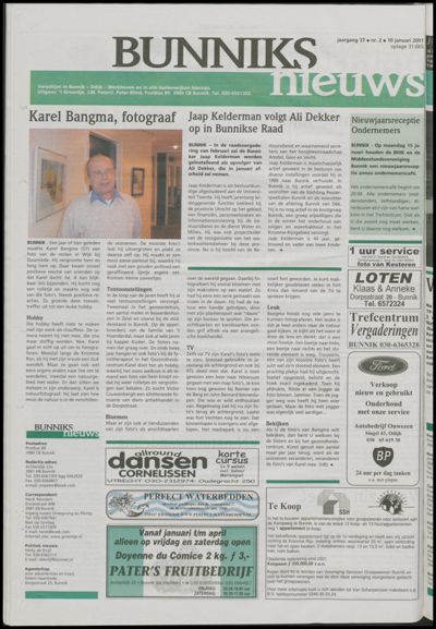 Wijks Nieuws / Bunniks Nieuws, 10 januari 2001 (nr. 2, jrg. 37)