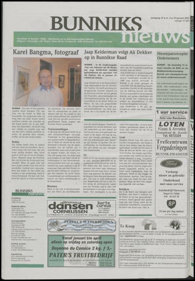 Wijks Nieuws / Bunniks Nieuws, 10 januari 2001 (nr. 2, jrg. 37)
