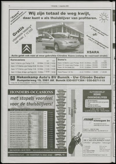 Wijks Nieuws / Bunniks Nieuws, 1 augustus 2001 (nr. 31, jrg. 37)