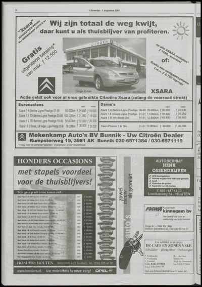Wijks Nieuws / Bunniks Nieuws, 1 augustus 2001 (nr. 31, jrg. 37)