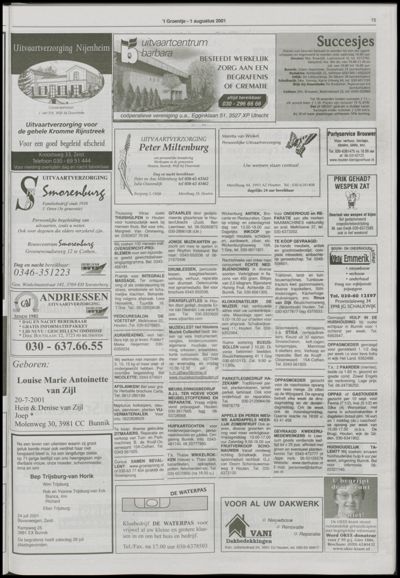 Wijks Nieuws / Bunniks Nieuws, 1 augustus 2001 (nr. 31, jrg. 37)