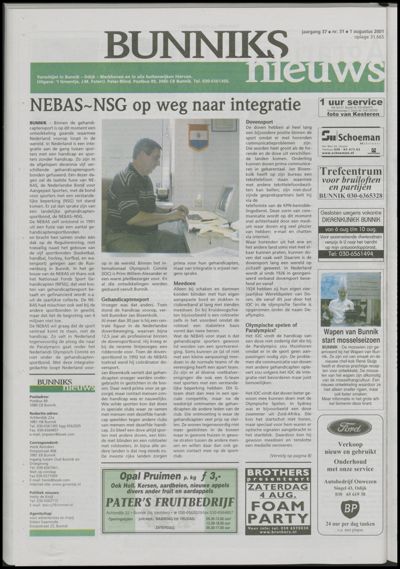 Wijks Nieuws / Bunniks Nieuws, 1 augustus 2001 (nr. 31, jrg. 37)