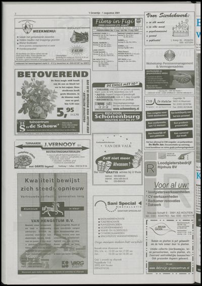 Wijks Nieuws / Bunniks Nieuws, 1 augustus 2001 (nr. 31, jrg. 37)