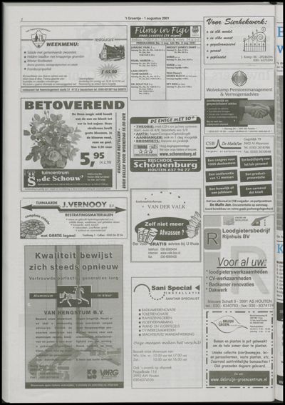 Wijks Nieuws / Bunniks Nieuws, 1 augustus 2001 (nr. 31, jrg. 37)