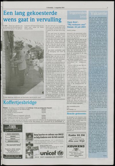 Wijks Nieuws / Bunniks Nieuws, 1 augustus 2001 (nr. 31, jrg. 37)