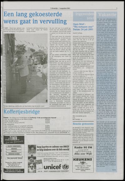 Wijks Nieuws / Bunniks Nieuws, 1 augustus 2001 (nr. 31, jrg. 37)