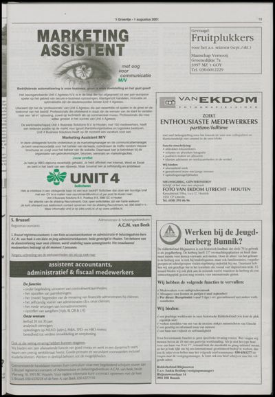 Wijks Nieuws / Bunniks Nieuws, 1 augustus 2001 (nr. 31, jrg. 37)