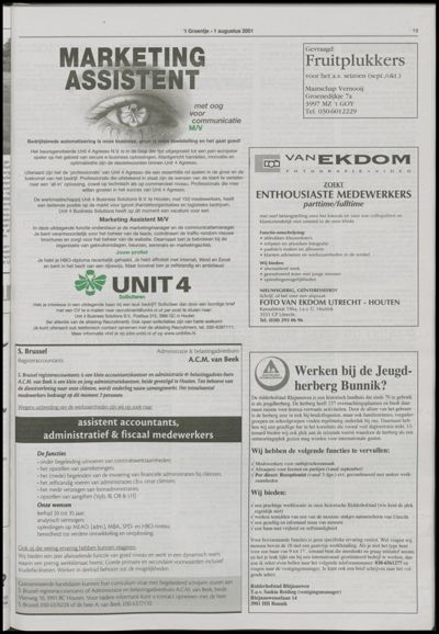 Wijks Nieuws / Bunniks Nieuws, 1 augustus 2001 (nr. 31, jrg. 37)