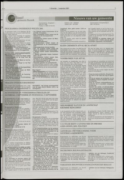 Wijks Nieuws / Bunniks Nieuws, 1 augustus 2001 (nr. 31, jrg. 37)