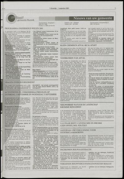 Wijks Nieuws / Bunniks Nieuws, 1 augustus 2001 (nr. 31, jrg. 37)