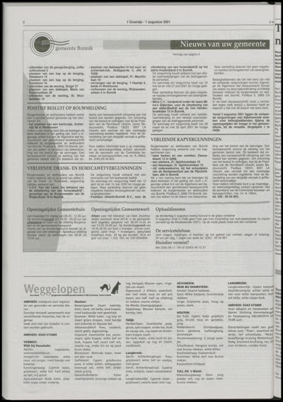 Wijks Nieuws / Bunniks Nieuws, 1 augustus 2001 (nr. 31, jrg. 37)