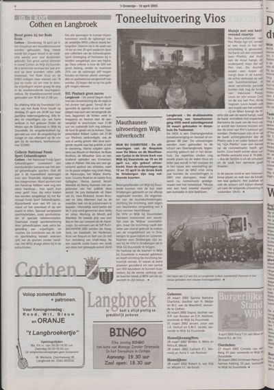 Wijks Nieuws / Bunniks Nieuws, 10 april 2002 (nr. 15, jrg. 38)