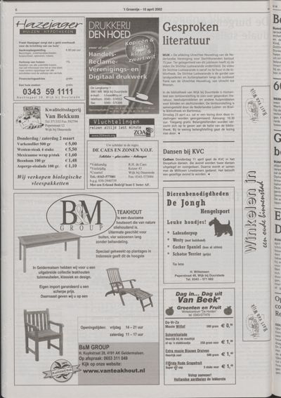 Wijks Nieuws / Bunniks Nieuws, 10 april 2002 (nr. 15, jrg. 38)