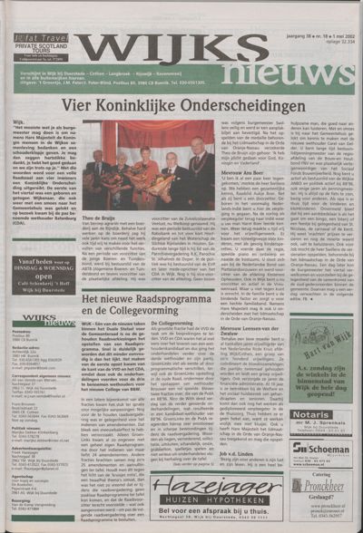 Wijks Nieuws / Bunniks Nieuws, 1 mei 2002 (nr. 18, jrg. 38)