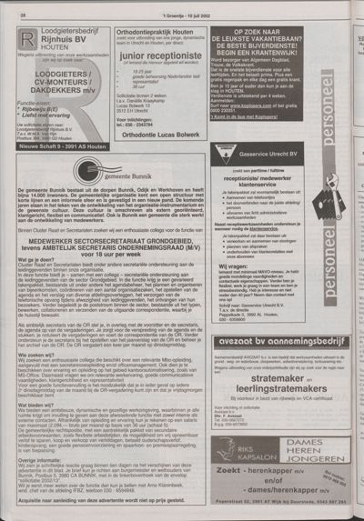 Wijks Nieuws / Bunniks Nieuws, 10 juli 2002 (nr. 28, jrg. 38)